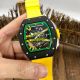 Knockoff Richard Mille Green Skeleton Watch - Richard Mille RM 61-01 with Yellow Rubber Strap (5)_th.jpg